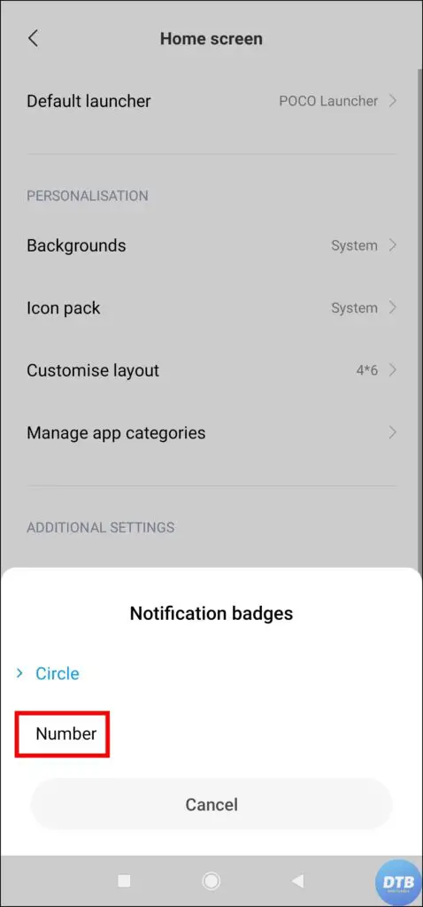Switch to Notification Number Icon 