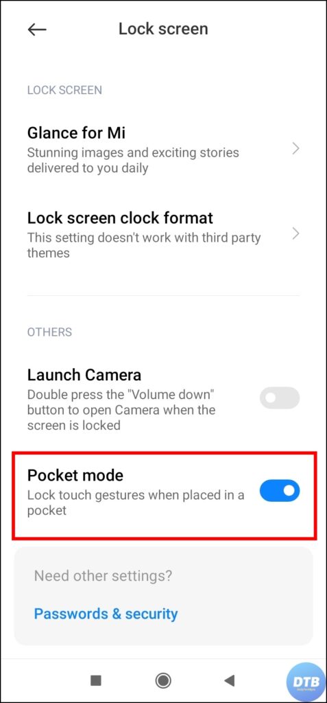 Turn OFF Pocket Mode