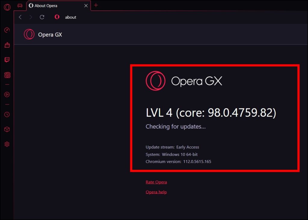 Update Opera GX to the Latest Version to Fix Opera GX Twitch Not Working