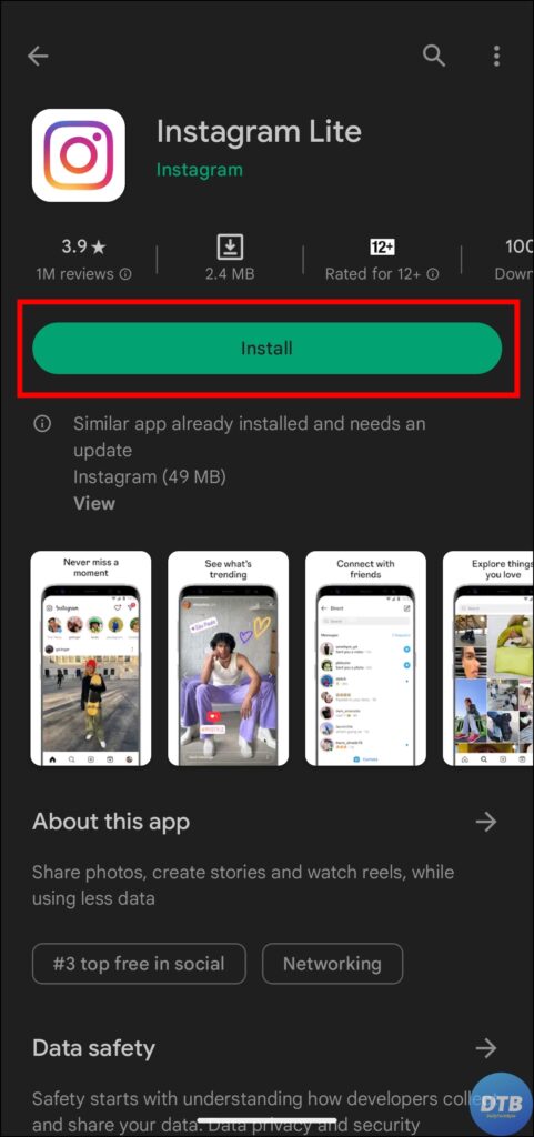 Download Instagram Lite App (Android)