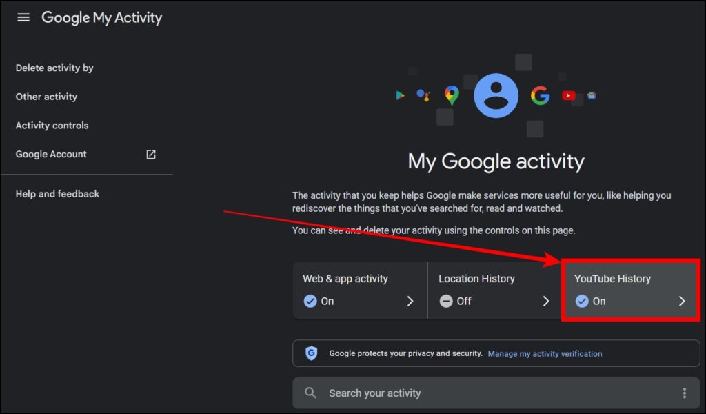 Via Your Google Account Activity on Web