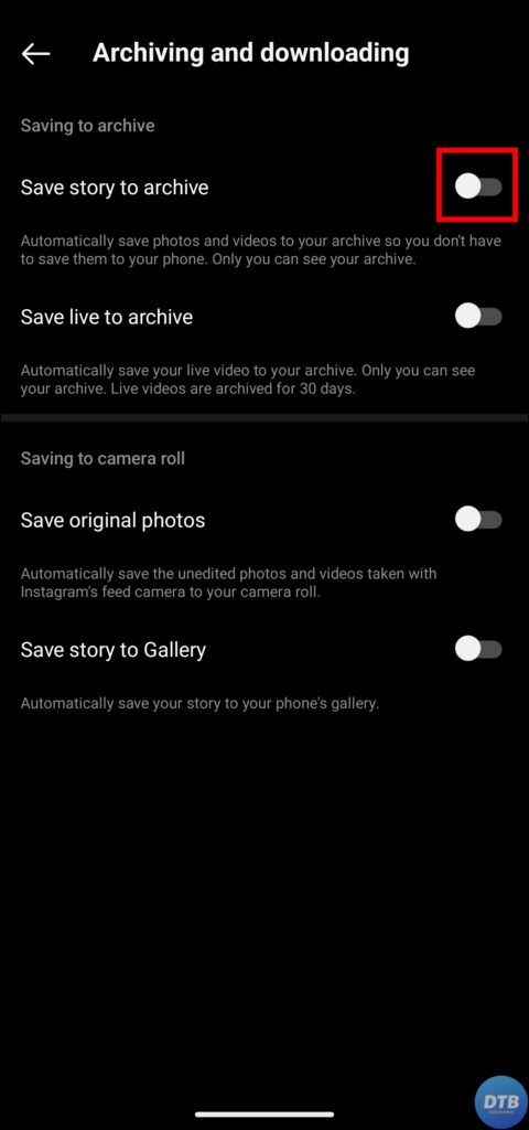 Enable The Save Story to Archive Option to Fix Archive Story Not Showing on Instagram