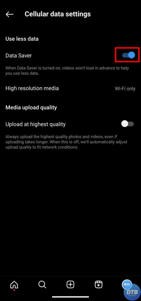 Turn Off Data Saver To Fix Instagram Photo Can't Be Posted